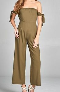 Earth olive long jump-suit